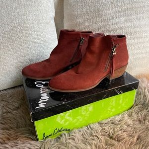 Burnt Orange/Red Suede Ankle Boots